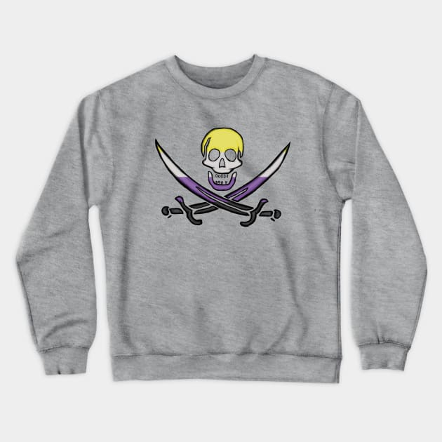 Nonbinary Pirate Pride Crewneck Sweatshirt by BeSmartFightDirty